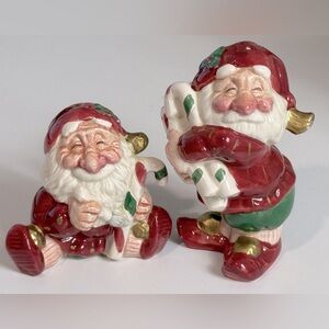 Vintage 1990 Fitz & Floyd Salt & Pepper Shakers Christmas Elves w/ Candy Canes